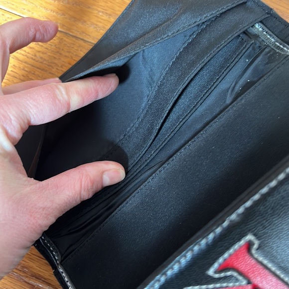 Black Leather Red Leather “K” Long Wallet / Check Book Holder - Picture 12 of 13